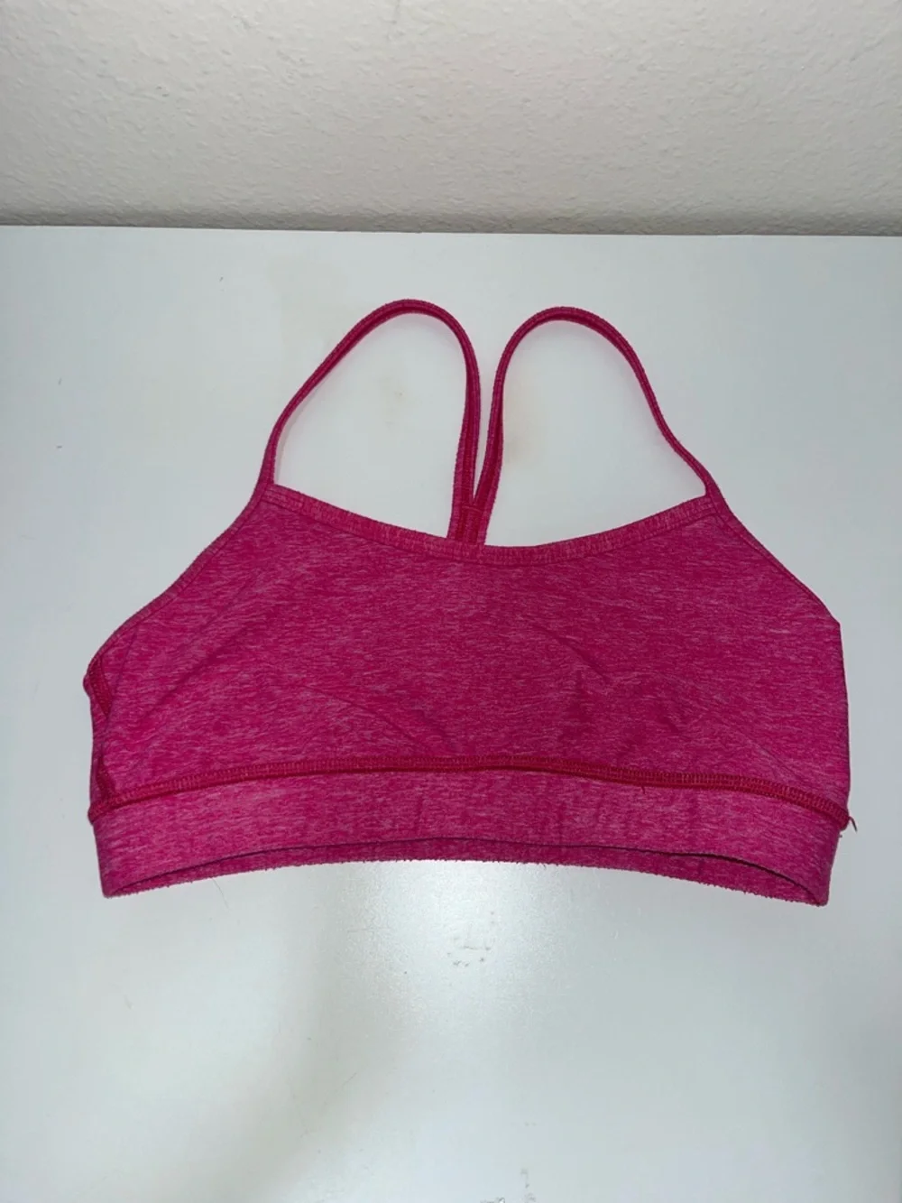 lululemon athletica Heathered Hot Pink Strappy Sports Bra